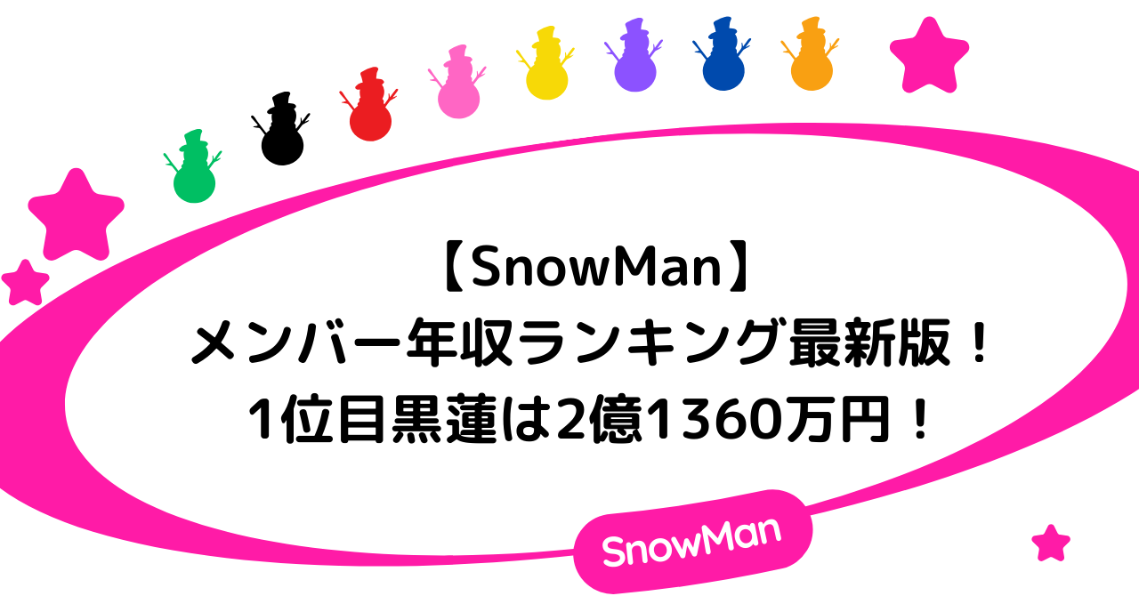 【SnowMan】メンバー年収ランキング最新版！1位目黒蓮は2億1360万円！